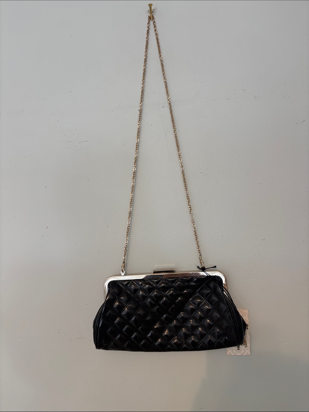 Urban Expressions Black Quilted Chain-Handle Clutch